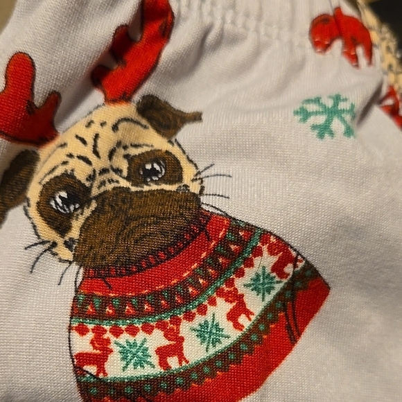 New Santa's Treasures Pug Reindeer Pajama 2 Pack Sleep Shorts Size Small - Picture 4 of 4
